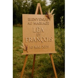 Panneau de bienvenue mariage personnalisé en bois